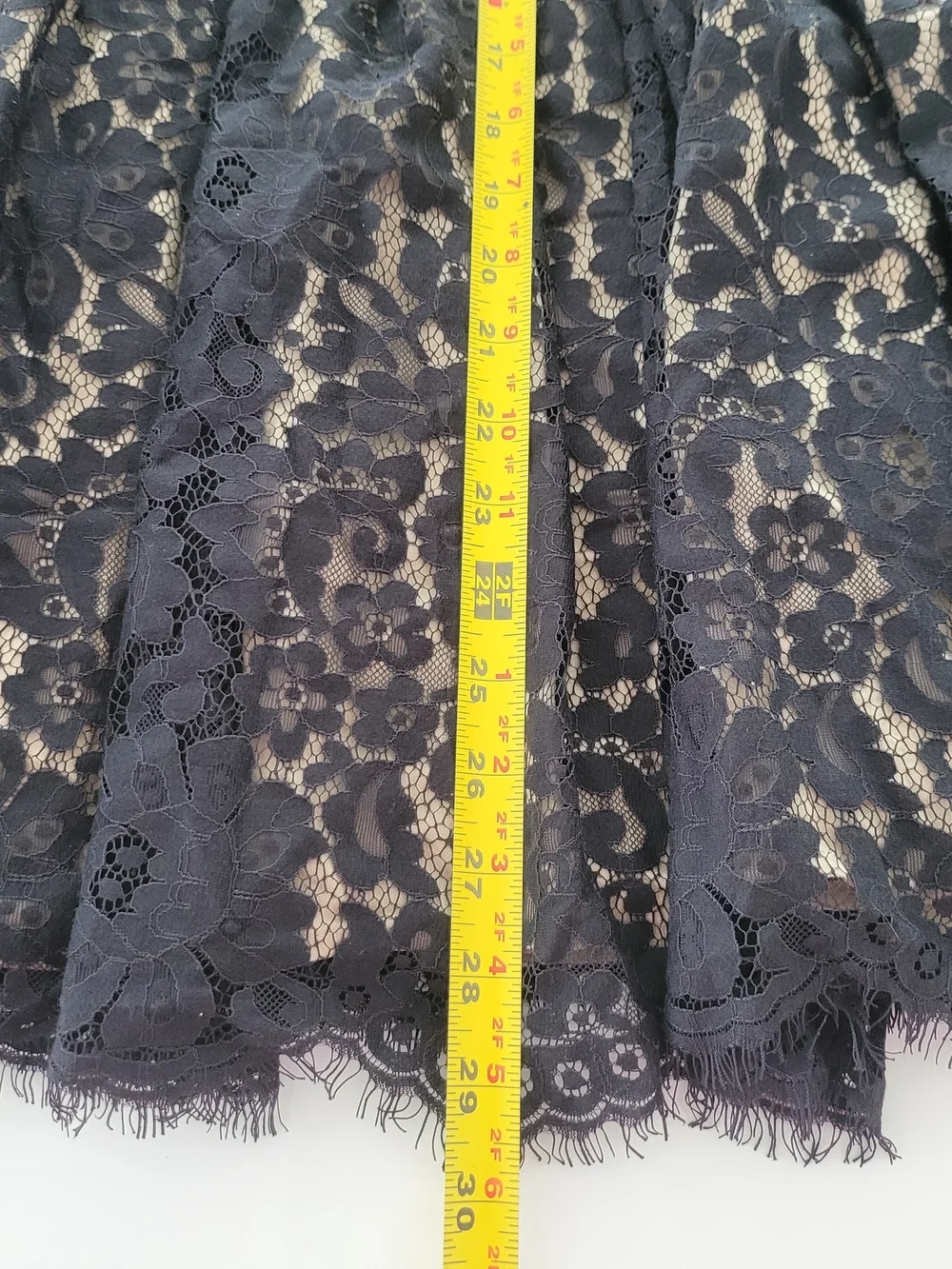 Strapless Black Lace Dress with Cream Lining and Satin Waist Bow Size 6